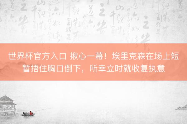 世界杯官方入口 揪心一幕！埃里克森在场上短暂捂住胸口倒下，所幸立时就收复执意