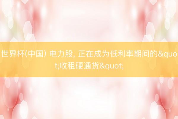 世界杯(中国) 电力股， 正在成为低利率期间的"收租硬通货"