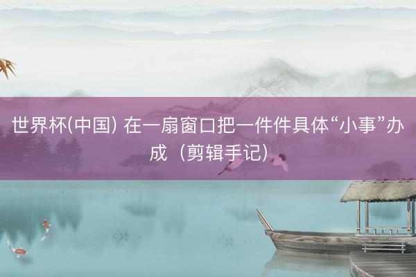 世界杯(中国) 在一扇窗口把一件件具体“小事”办成（剪辑手记）