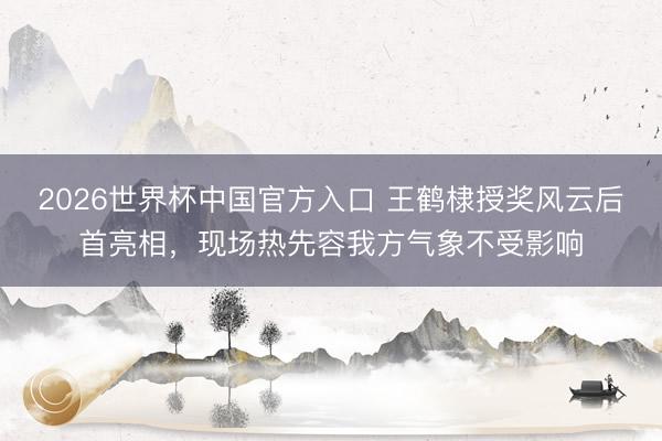 2026世界杯中国官方入口 王鹤棣授奖风云后首亮相,现场热先容我方气象不受影响