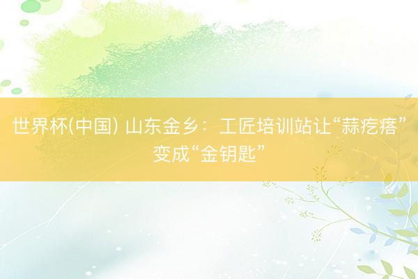 世界杯(中国) 山东金乡：工匠培训站让“蒜疙瘩”变成“金钥匙”